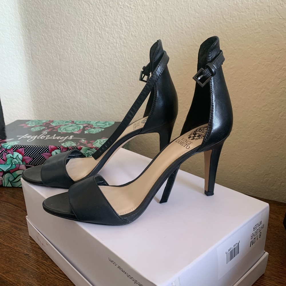 Vince Camuto Black Leather Stilettos